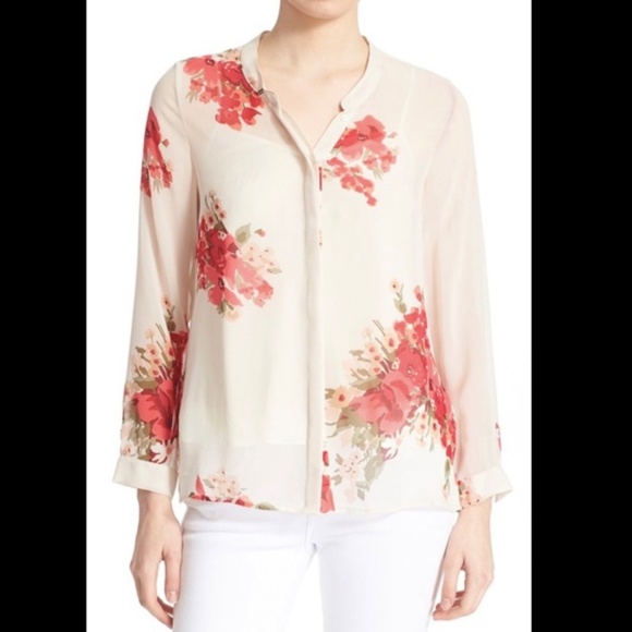 Joie Devitri Watercolour Floral Silk Blouse Medium - Picture 1 of 7